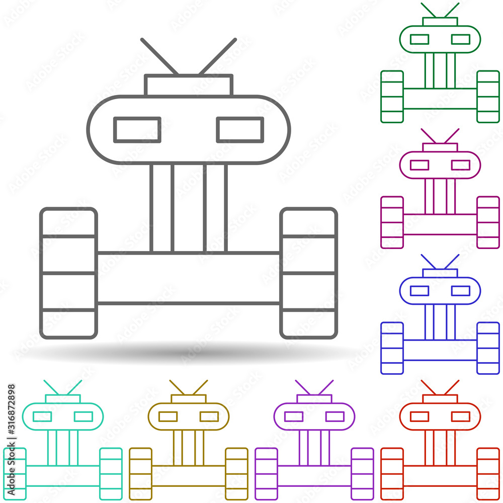 Poster robotic technology wheel in multi color style icon. simple thin line, outline vector of robotisc ico