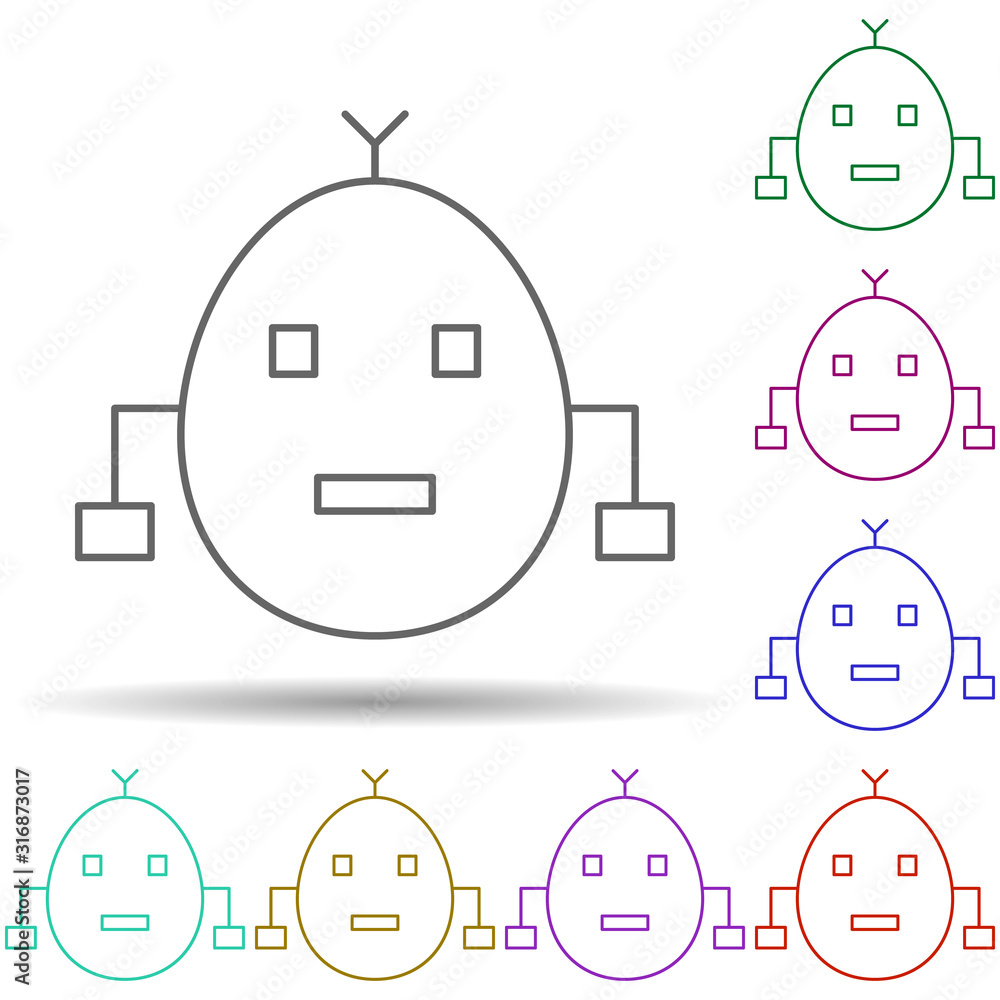 Poster robotic technology circle in multi color style icon. simple thin line, outline vector of robotisc ic