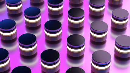 3d illustration of abstract objects on pink background