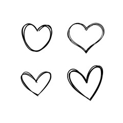 Doodle hearts collection, set of hand drawn heart illustrations.