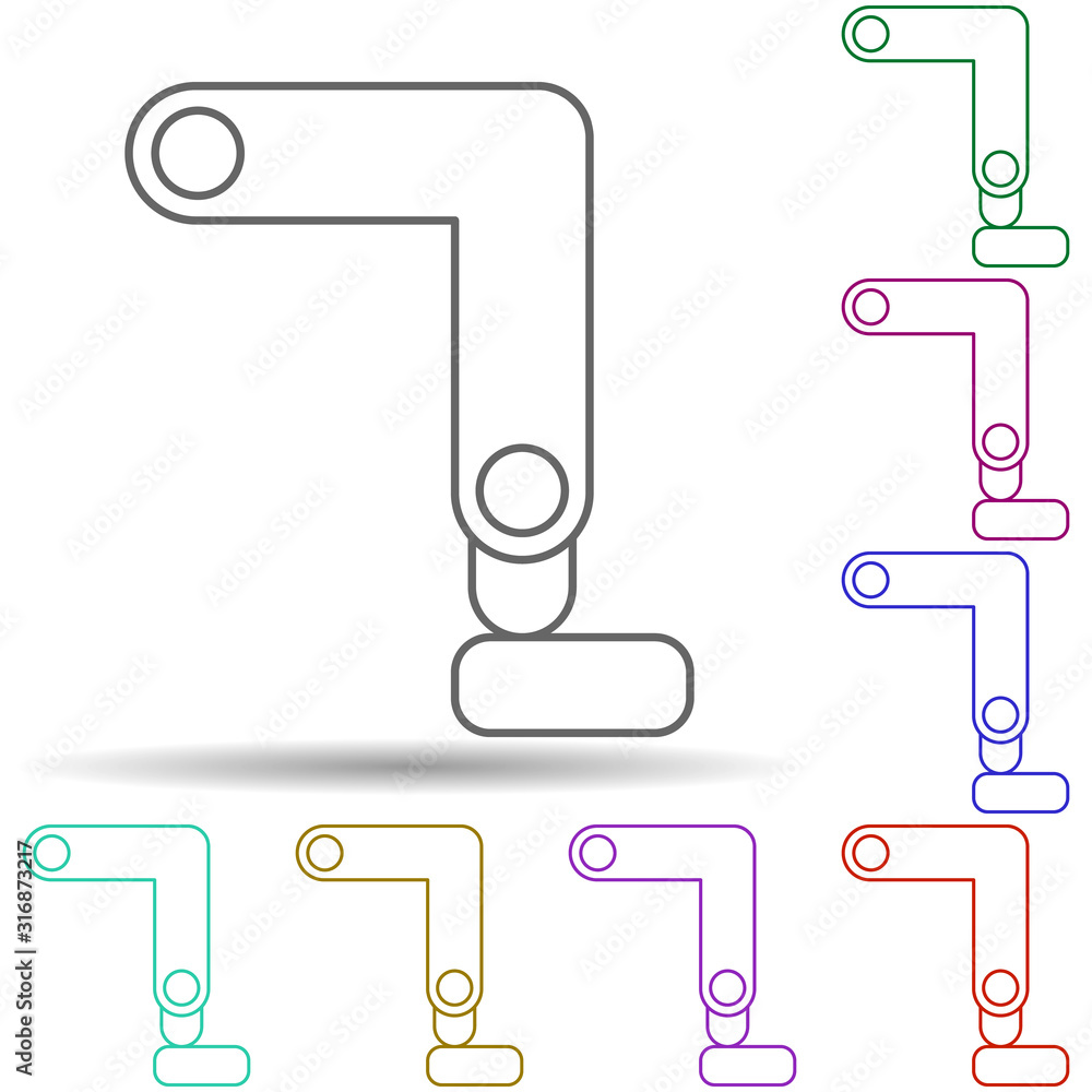 Poster robotic technology leg in multi color style icon. simple thin line, outline vector of robotisc icons