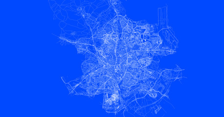 Blueprint of Madrid city, One Color Map, color change, Artprint