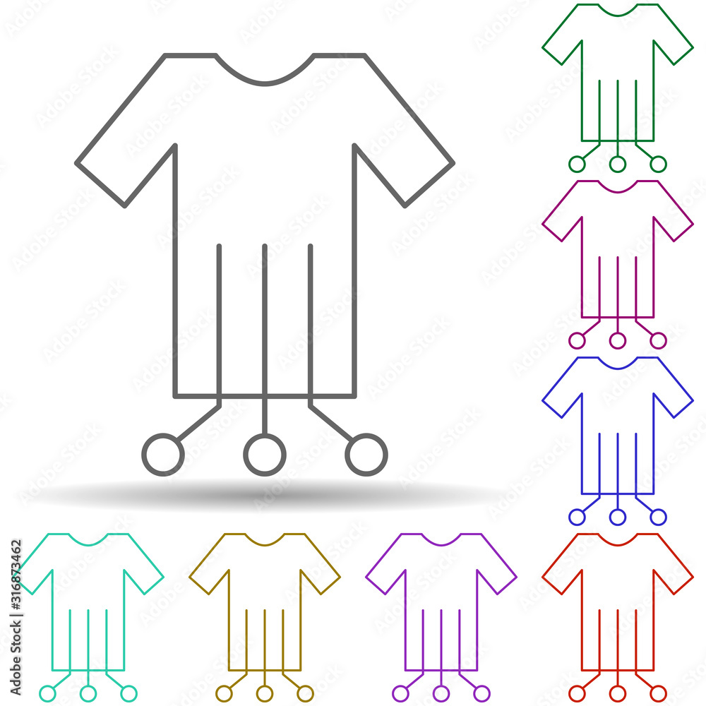 Poster robotic technology shirt in multi color style icon. simple thin line, outline vector of robotisc ico