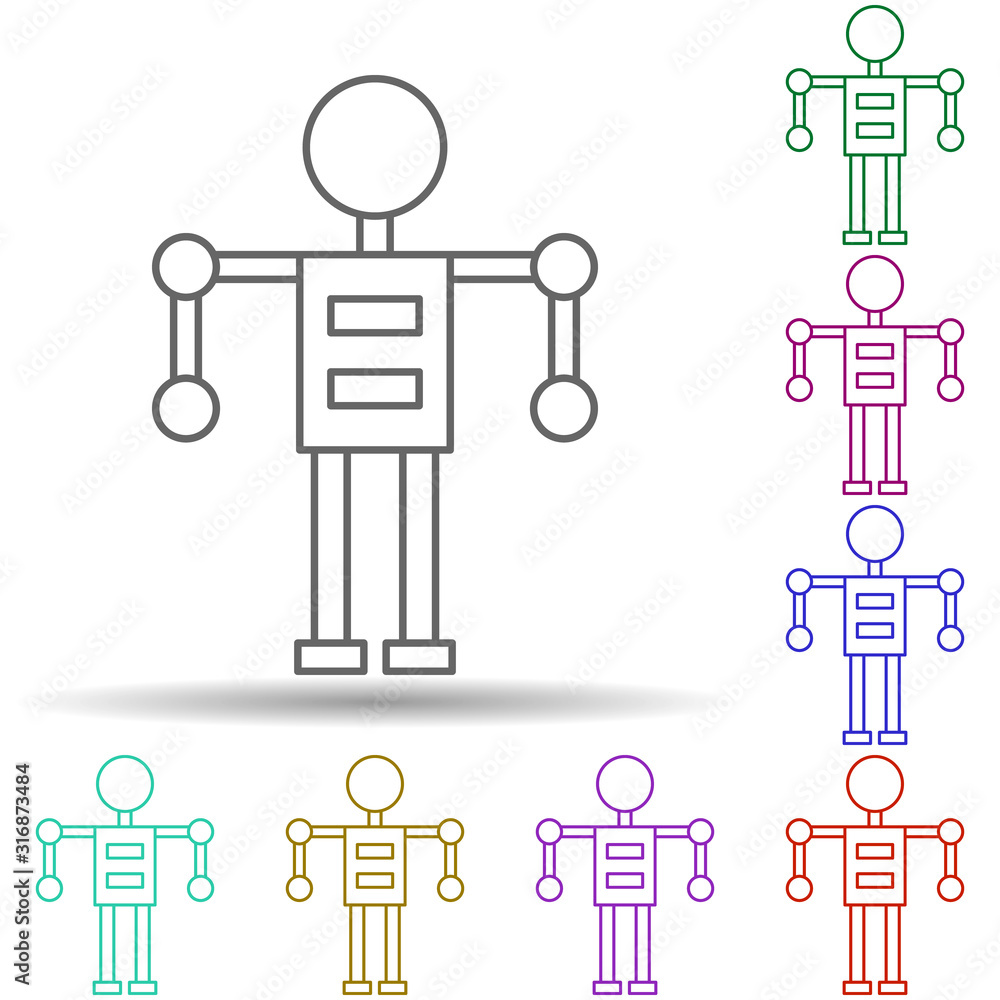 Poster robotic technology man in multi color style icon. simple thin line, outline vector of robotisc icons