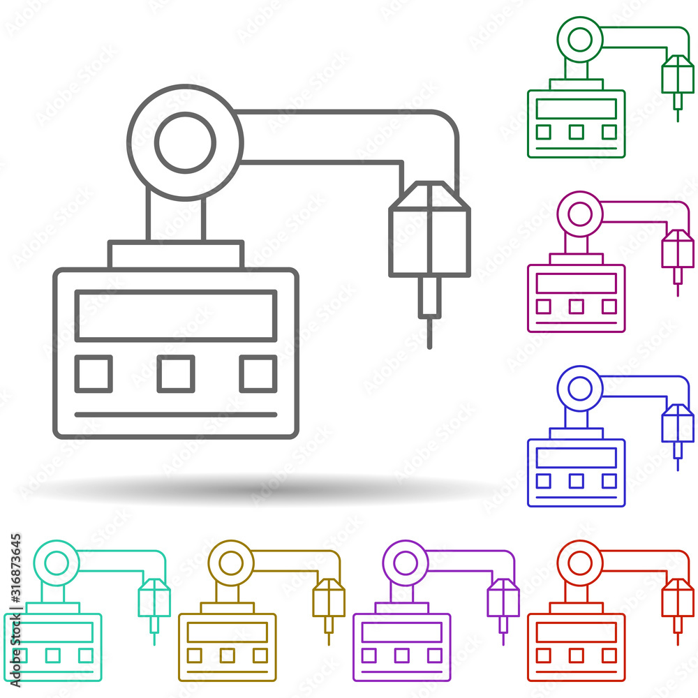 Poster robotic technology machine in multi color style icon. simple thin line, outline vector of robotisc i