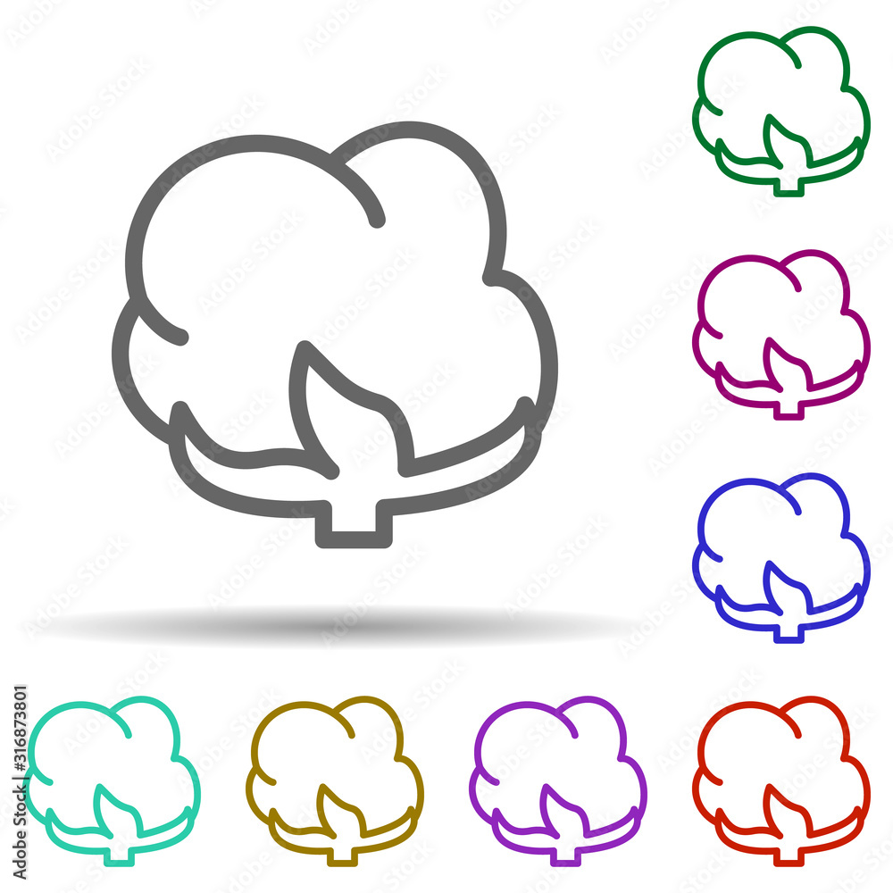 Poster cotton in multi color style icon. simple thin line, outline vector of row matterial icons for ui and
