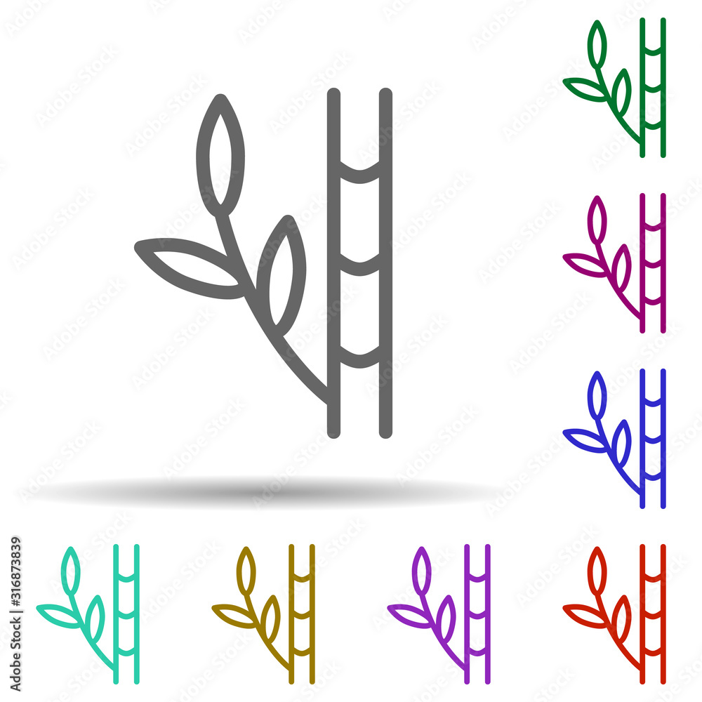 Poster Bamboo in multi color style icon. Simple thin line, outline vector of row matterial icons for ui and ux, website or mobile application