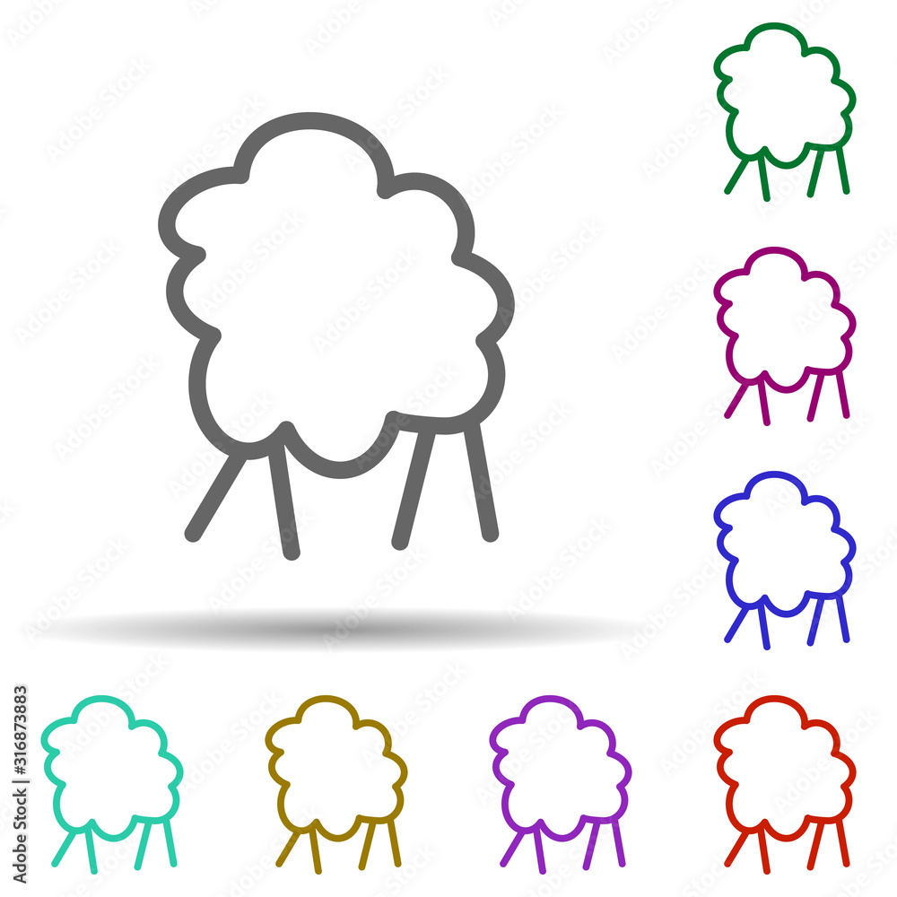 Poster wool in multi color style icon. simple thin line, outline vector of row matterial icons for ui and u