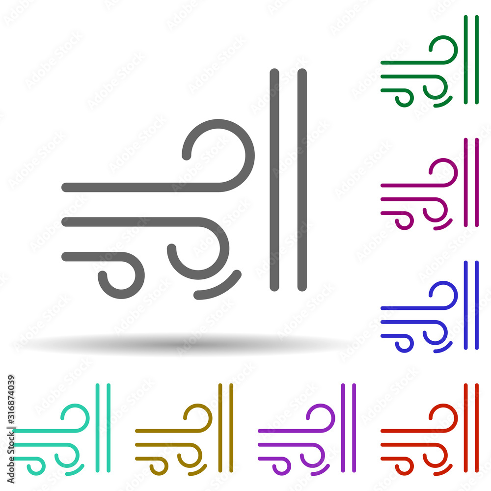 Poster windproof in multi color style icon. simple thin line, outline vector of row matterial icons for ui 