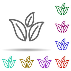 Leaf in multi color style icon. Simple thin line, outline vector of row matterial icons for ui and ux, website or mobile application