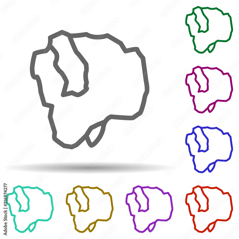 Poster azurite in multi color style icon. simple thin line, outline vector of row matterial icons for ui an
