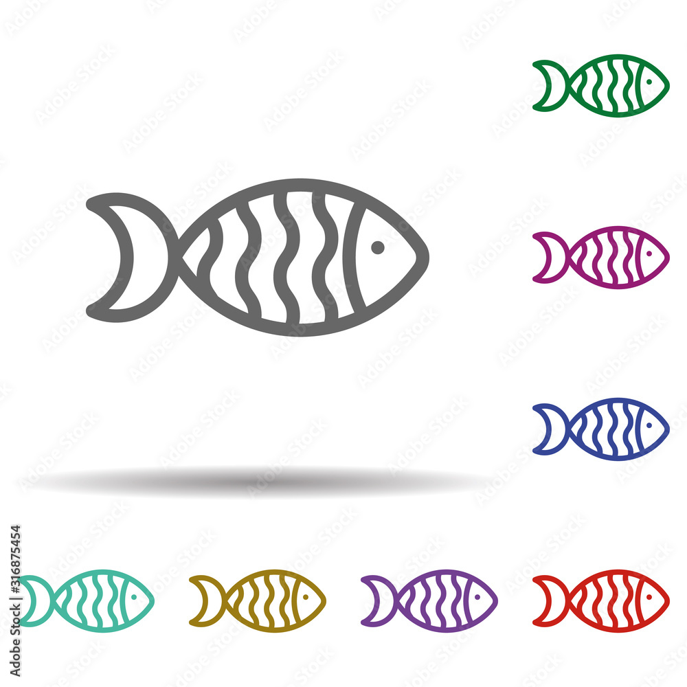 Poster fish in multi color style icon. simple thin line, outline vector of seaside icons for ui and ux, web