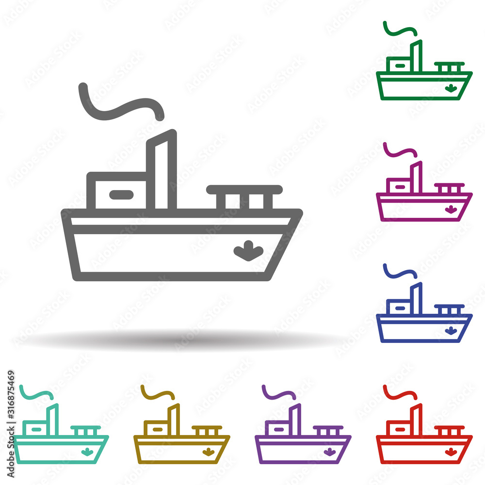 Poster boat in multi color style icon. simple thin line, outline vector of seaside icons for ui and ux, web