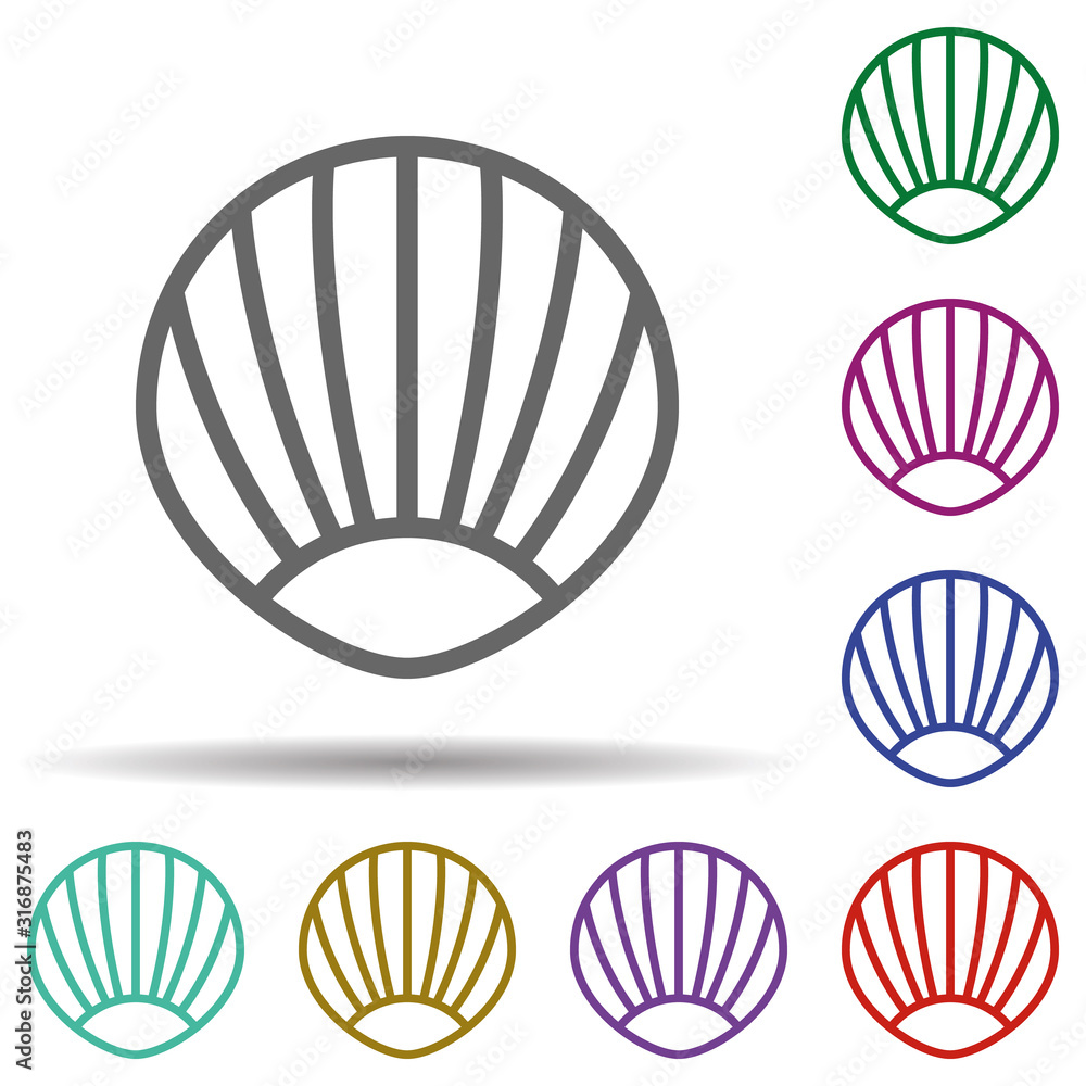Poster seashell in multi color style icon. simple thin line, outline vector of seaside icons for ui and ux,