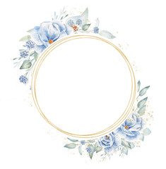 Floral circular frame hand drawn raster illustration