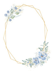 Fototapeta na wymiar Oval angular frame with floral elements hand drawn raster illustration