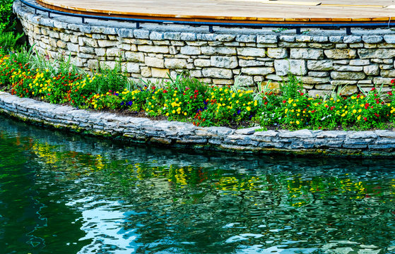 Flowers Reflection River Walk San Antonio Texas