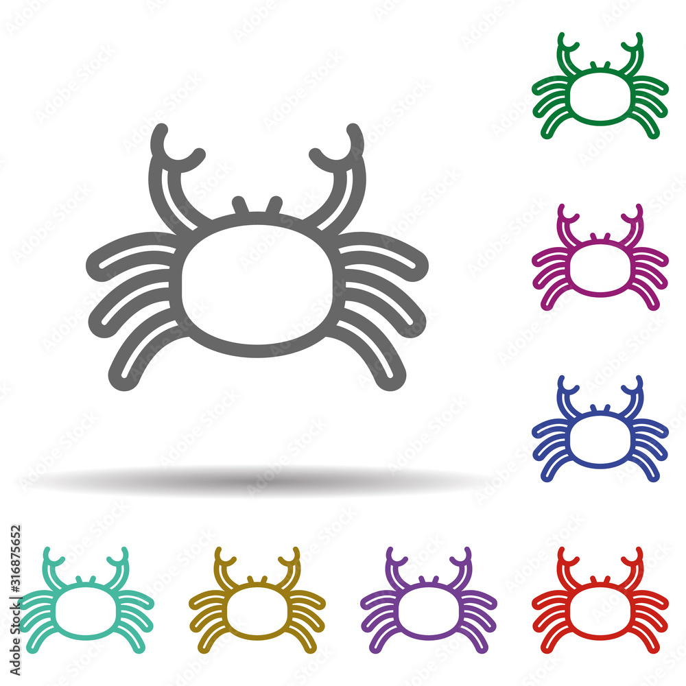 Poster crab in multi color style icon. simple thin line, outline vector of seaside icons for ui and ux, web