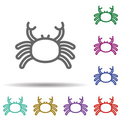 Crab in multi color style icon. Simple thin line, outline vector of seaside icons for ui and ux, website or mobile application