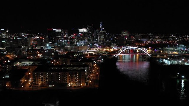 Aerial Video Korean Veterans Memorial Bridge Nashville Tennessee