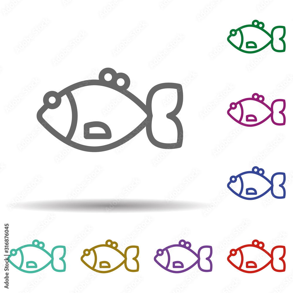 Poster fish in multi color style icon. simple thin line, outline vector of seaside icons for ui and ux, web