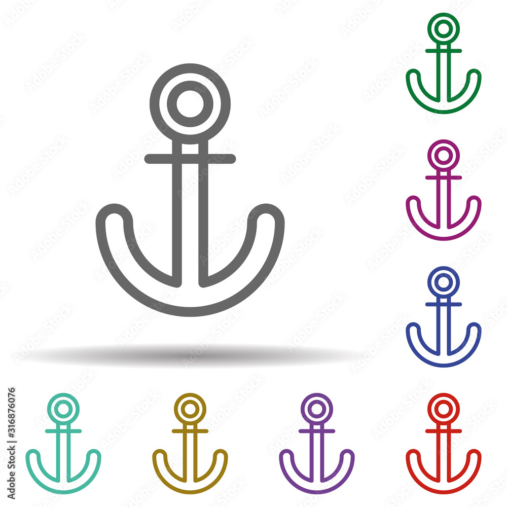 Poster anchor in multi color style icon. simple thin line, outline vector of seaside icons for ui and ux, w