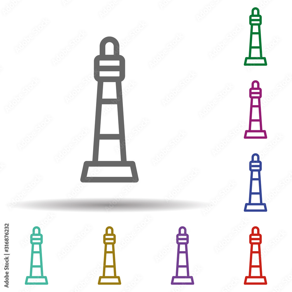 Poster lighthouse in multi color style icon. simple thin line, outline vector of seaside icons for ui and u