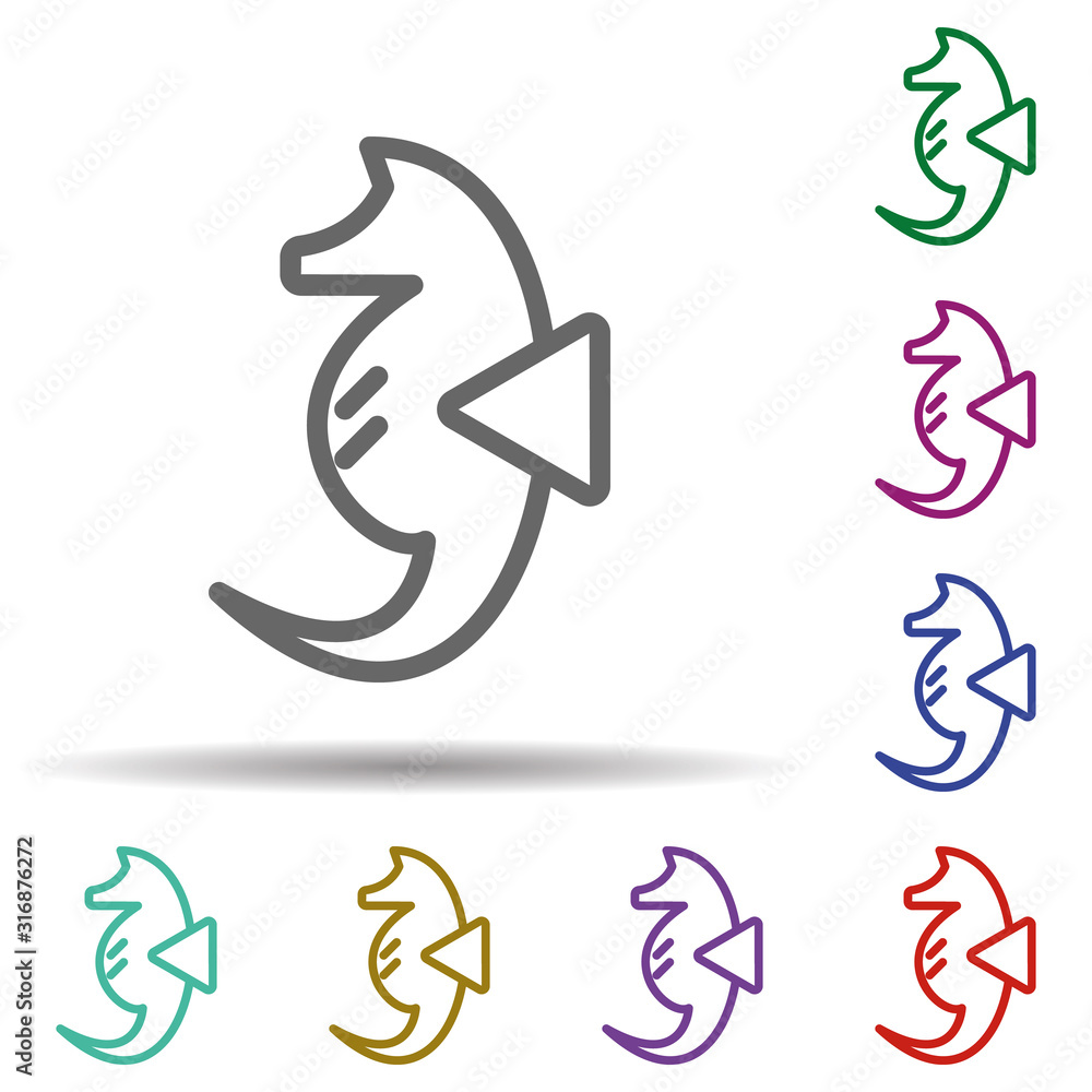 Poster seahorse in multi color style icon. simple thin line, outline vector of seaside icons for ui and ux,