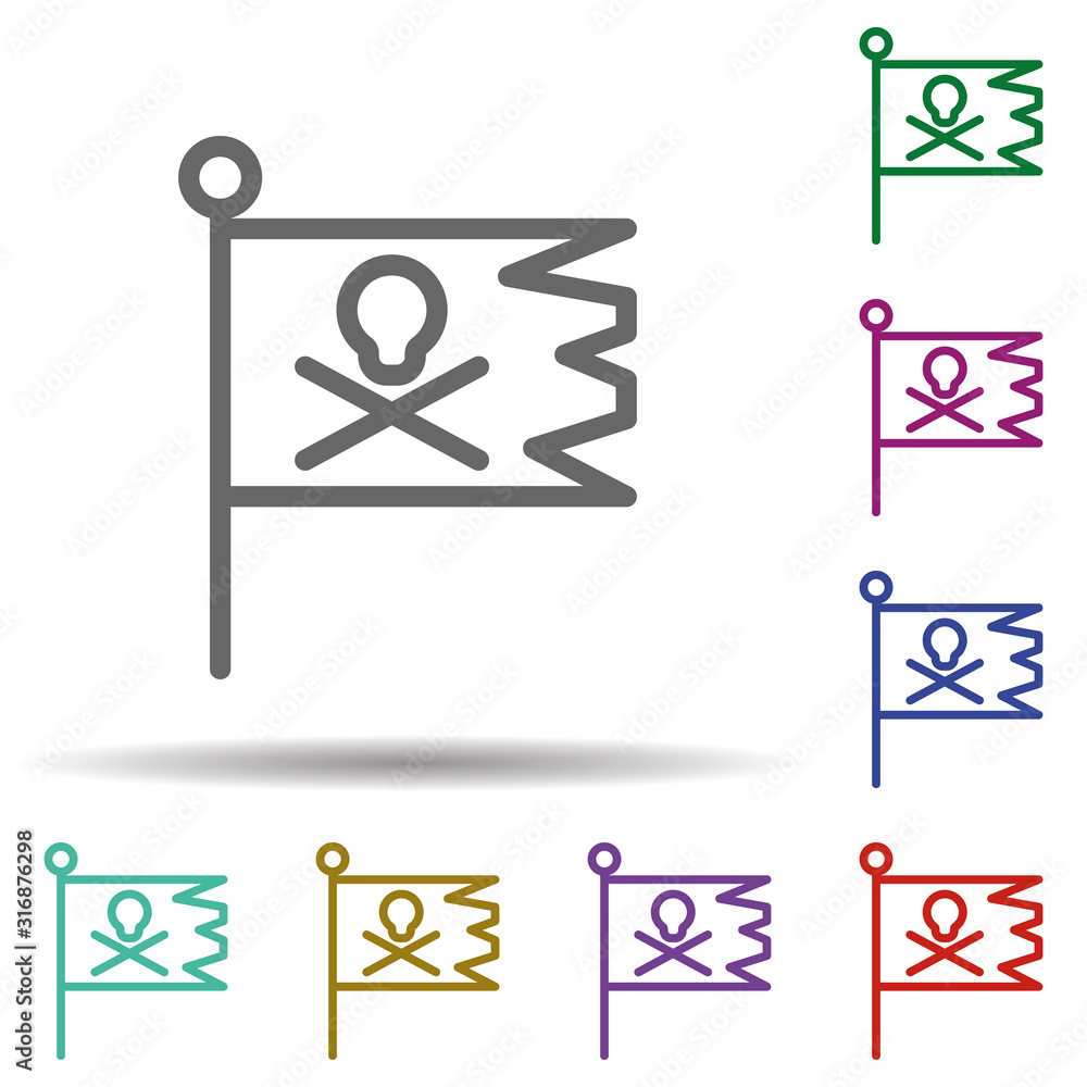 Poster jolly roger in multi color style icon. simple thin line, outline vector of seaside icons for ui and 