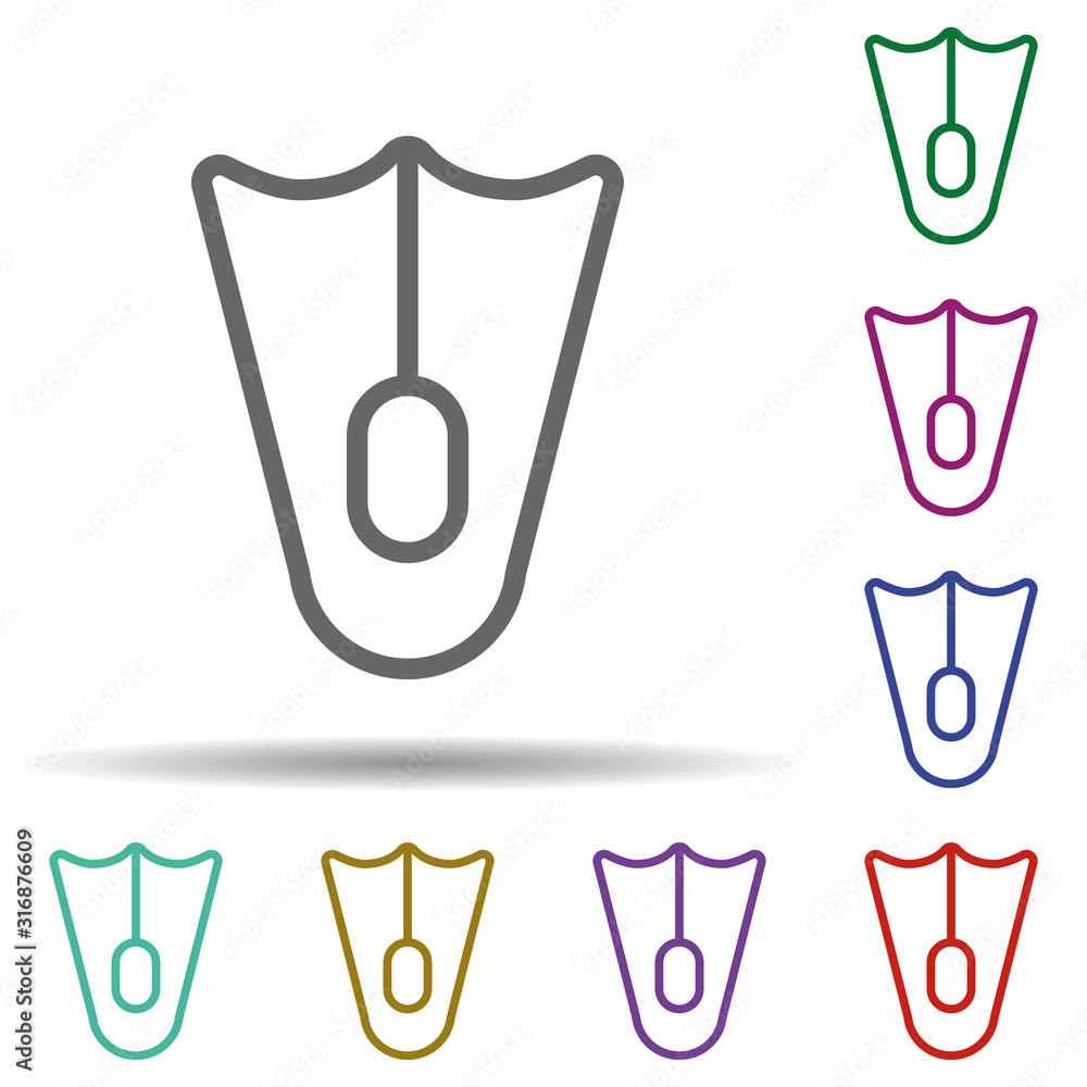 Poster flippers in multi color style icon. simple thin line, outline vector of seaside icons for ui and ux,