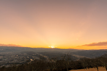 sunset in mountains