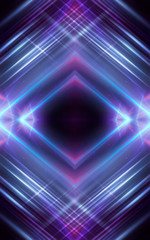 Ultraviolet abstract light. Light tunnel and laser lines. Violet and pink gradient. Modern background, neon light. Empty stage, spotlights, neon. Abstract light.