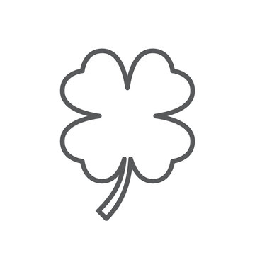 Four leaf clover line icon. Minimalist black icon isolated on white background. Clover simple silhouette. Web site page and mobile app design vector element.