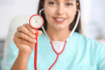 Female cardiologist in modern clinic