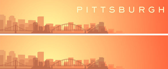 Pittsburgh Beautiful Skyline Scenery Banner - obrazy, fototapety, plakaty