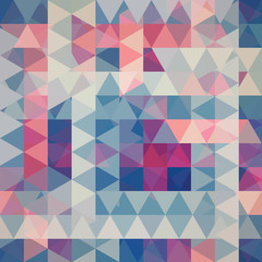 Abstract vector background with pink, blue, beige triangles. Geometric vector illustration. Creative design template.