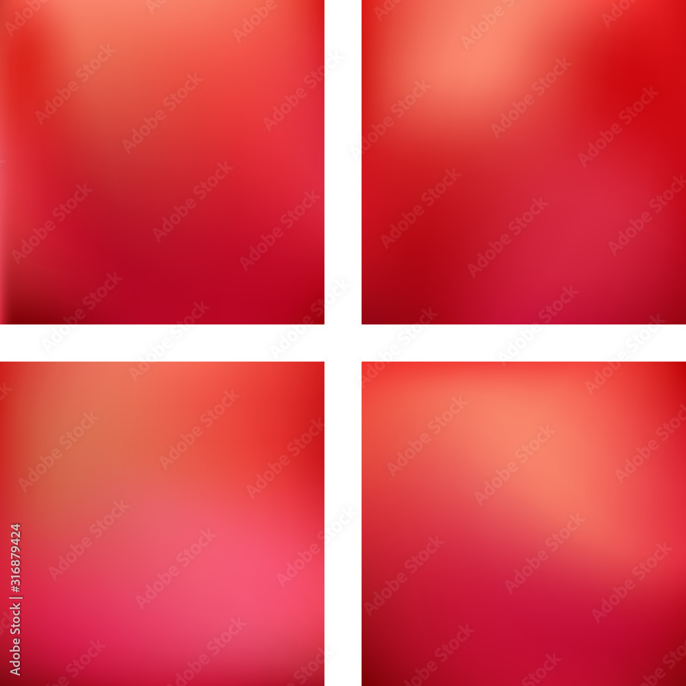 Poster set with red abstract blurred backgrounds. vector illustration. modern geometrical backdrop. abstrac