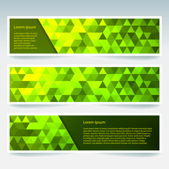 Fototapeta premium Abstract banner with business design templates. Set of Banners with polygonal mosaic backgrounds. Geometric triangular vector illustration. Green yellow colors.