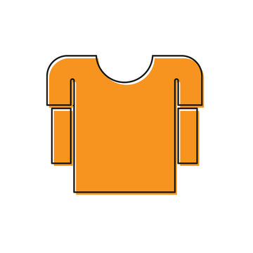 Orange Long Sleeve Shirt Icon Isolated On White Background. Vector Illustration