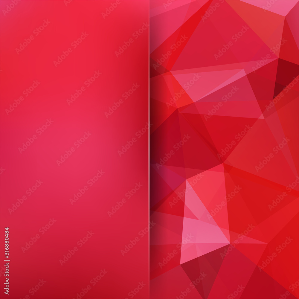 Poster background made of red triangles. square composition with geometric shapes and blur element. eps 10