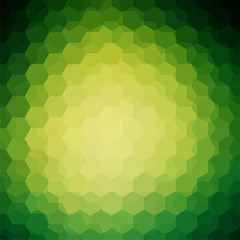 Fototapeta na wymiar Background made of green, yellow hexagons. Square composition with geometric shapes. Eps 10