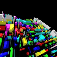 Fototapeta premium Abstract 3d rendered illustration of a futuristic city from above, aerial view. Ideal for business, finance, real estate and other modern life concept works.