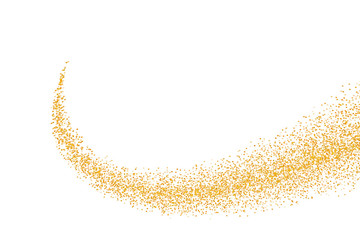 Obraz premium Glittering golden stream of sparkles. Abstract vector illustration of golden glitter stream isolated on white background. 