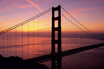 Golden Gate Bridge in waning twilight, CA