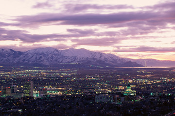 Salt Lake City, Utah at twilight