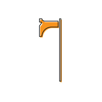 recommend clip art: Orange Medieval axe icon isolated on white background. Battle axe, executioner axe. Medieval weapon. Vector Illustration