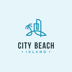 a combination between city, island and palm tree. City beach logo inspiration