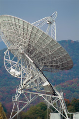 Array/satellite dish with mountain beyond