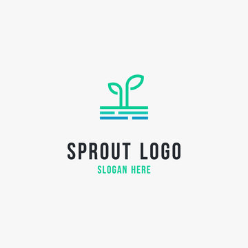 simple sprout logo for farm industry