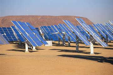 Solar panels at solar energy plant